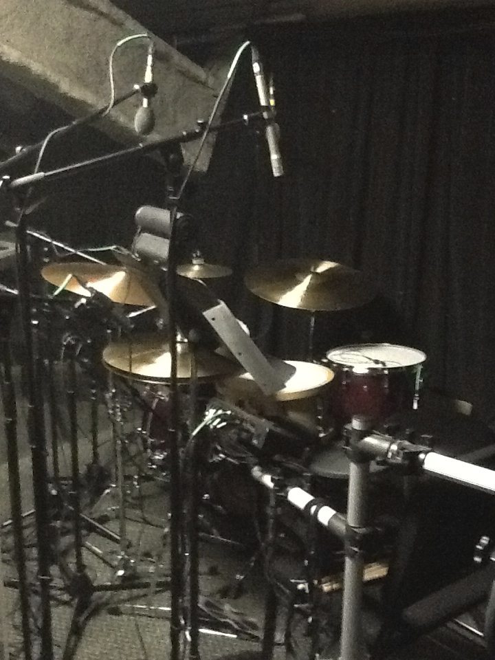 Legally Blonde — close mic'd kit with overheads rigged in the pit